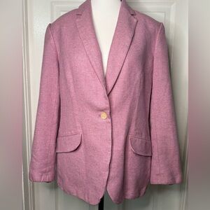 Lands'‎ End Classic Pink Blazer Wool Blend Size 14